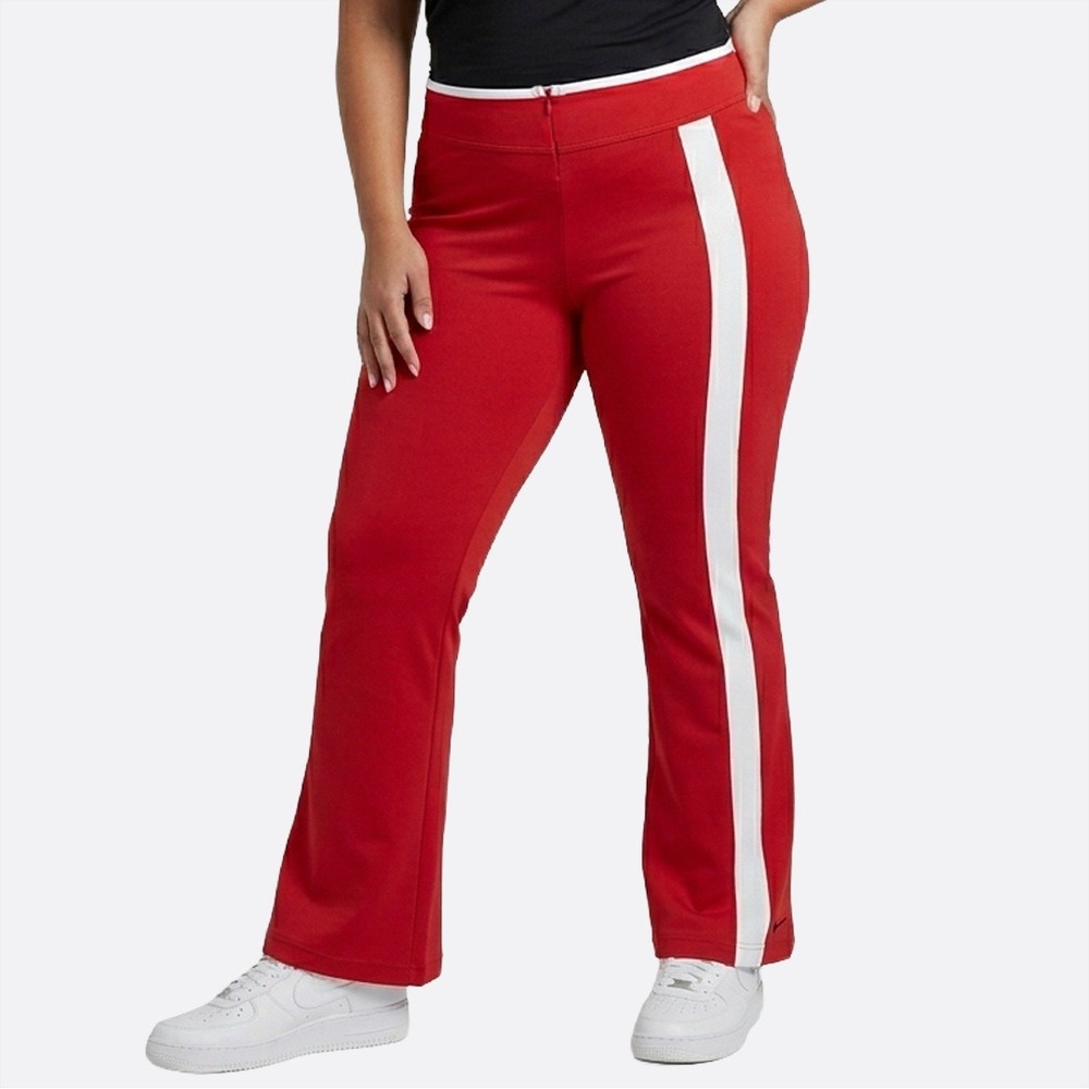 Nike Y2K Ruby Red Side Stripe Flared Track Pants Size M L 10 12 Tall Friendly